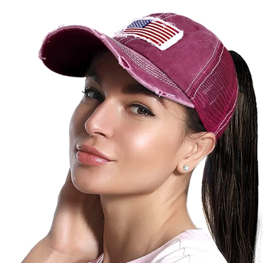 Lvaiz Womens Distressed Baseball Cap Mens Mesh Back Sport Hat Versatile Washed